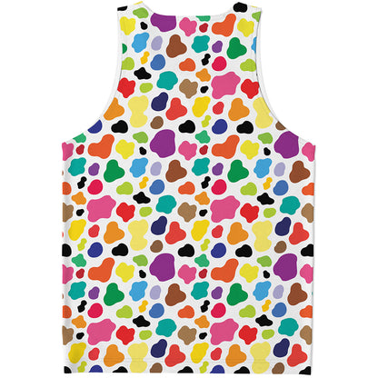 Colorful Cow Pattern Print Men's Tank Top