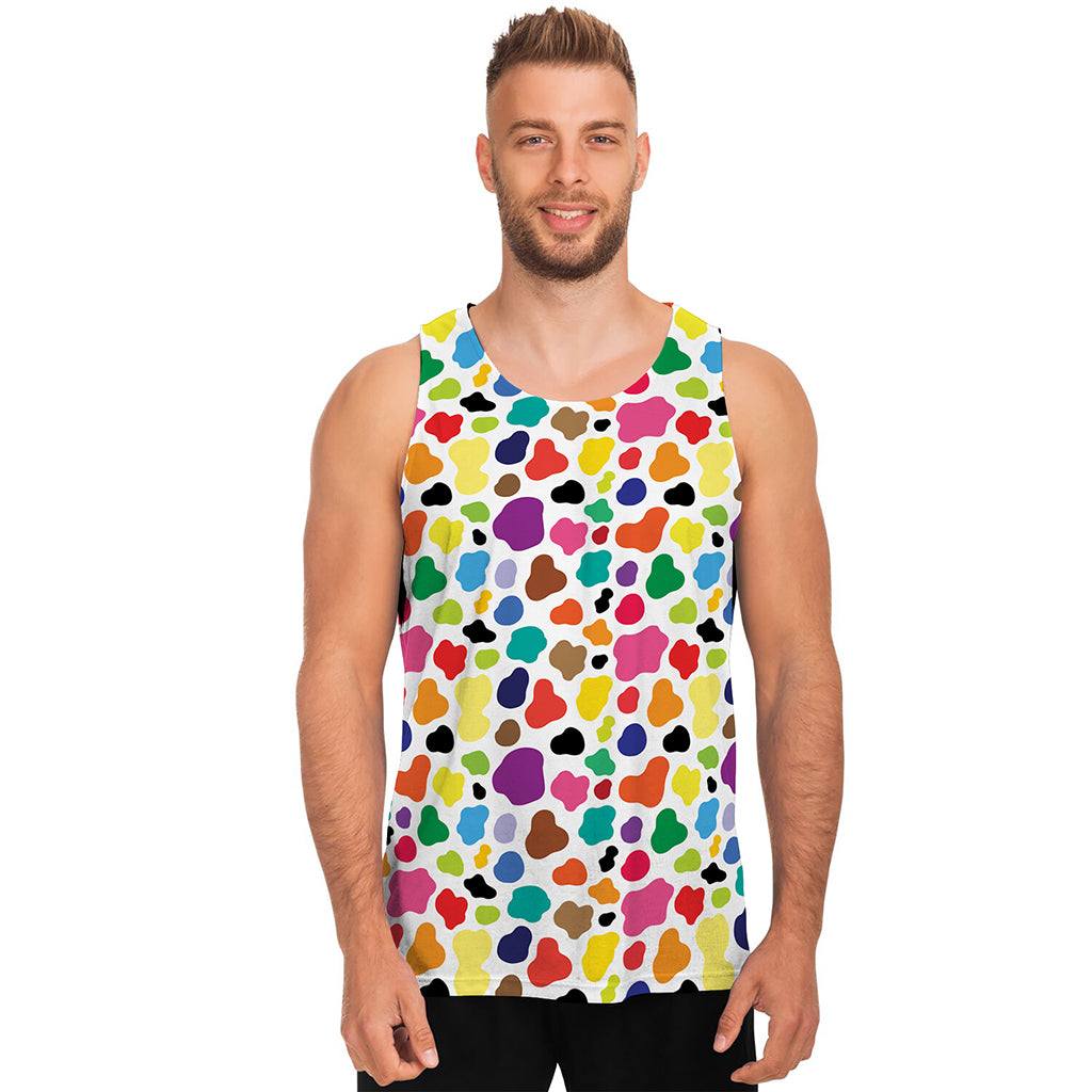 Colorful Cow Pattern Print Men's Tank Top