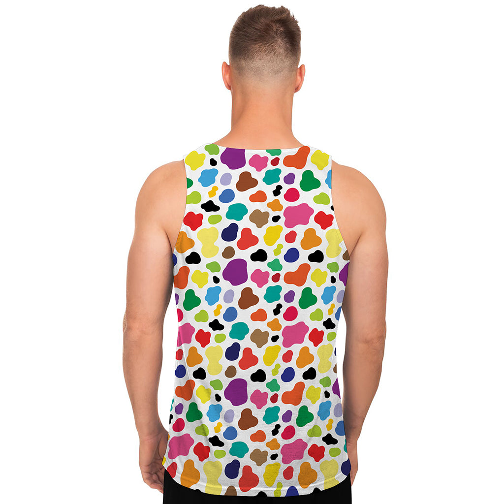 Colorful Cow Pattern Print Men's Tank Top