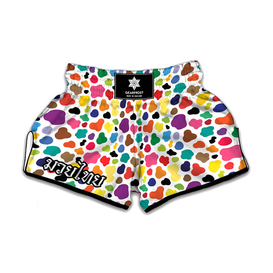 Colorful Cow Pattern Print Muay Thai Boxing Shorts