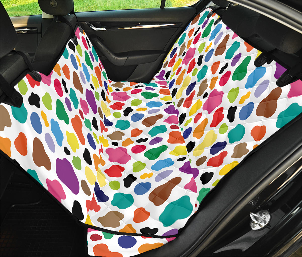 Colorful Cow Pattern Print Pet Car Back Seat Cover