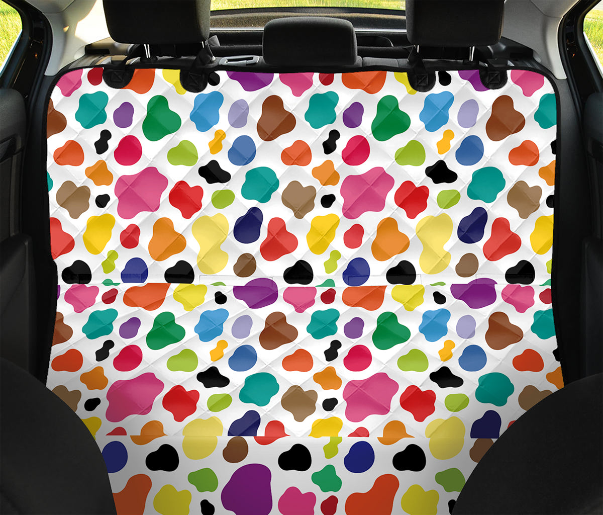 Colorful Cow Pattern Print Pet Car Back Seat Cover