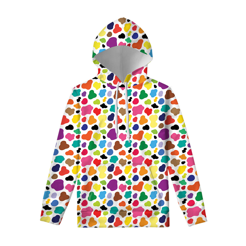 Colorful Cow Pattern Print Pullover Hoodie