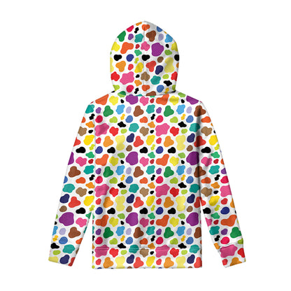 Colorful Cow Pattern Print Pullover Hoodie