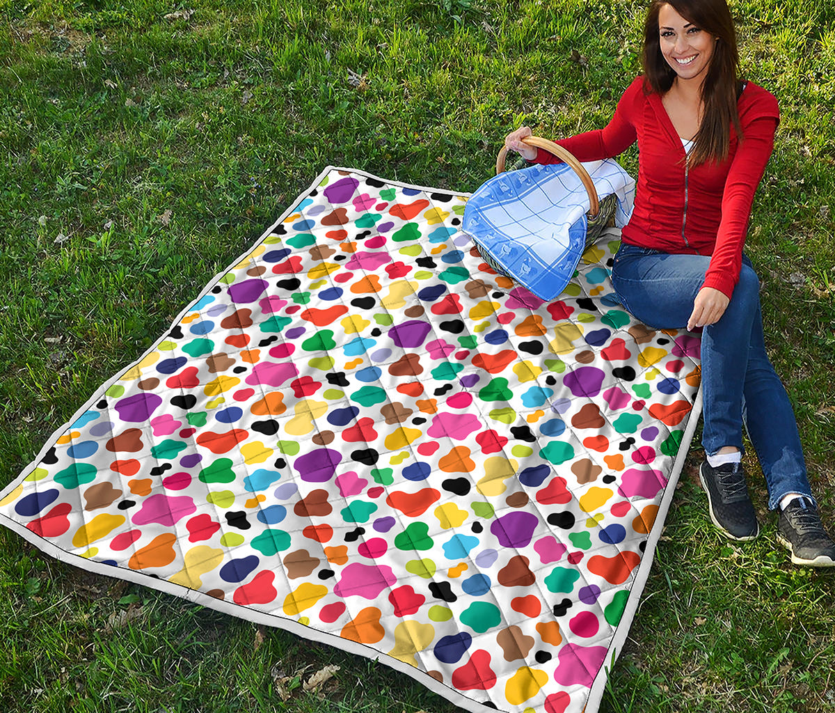Colorful Cow Pattern Print Quilt