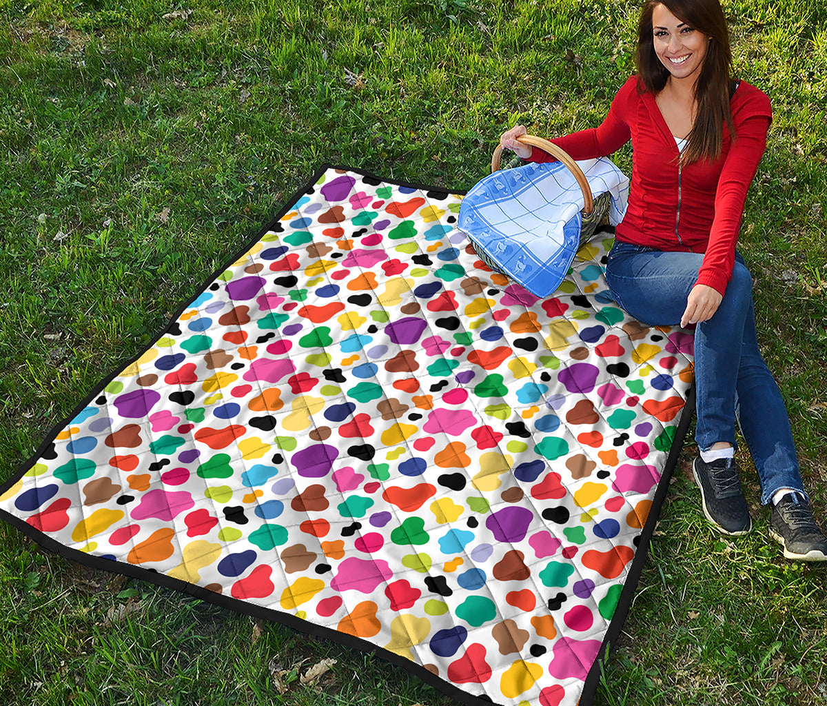 Colorful Cow Pattern Print Quilt
