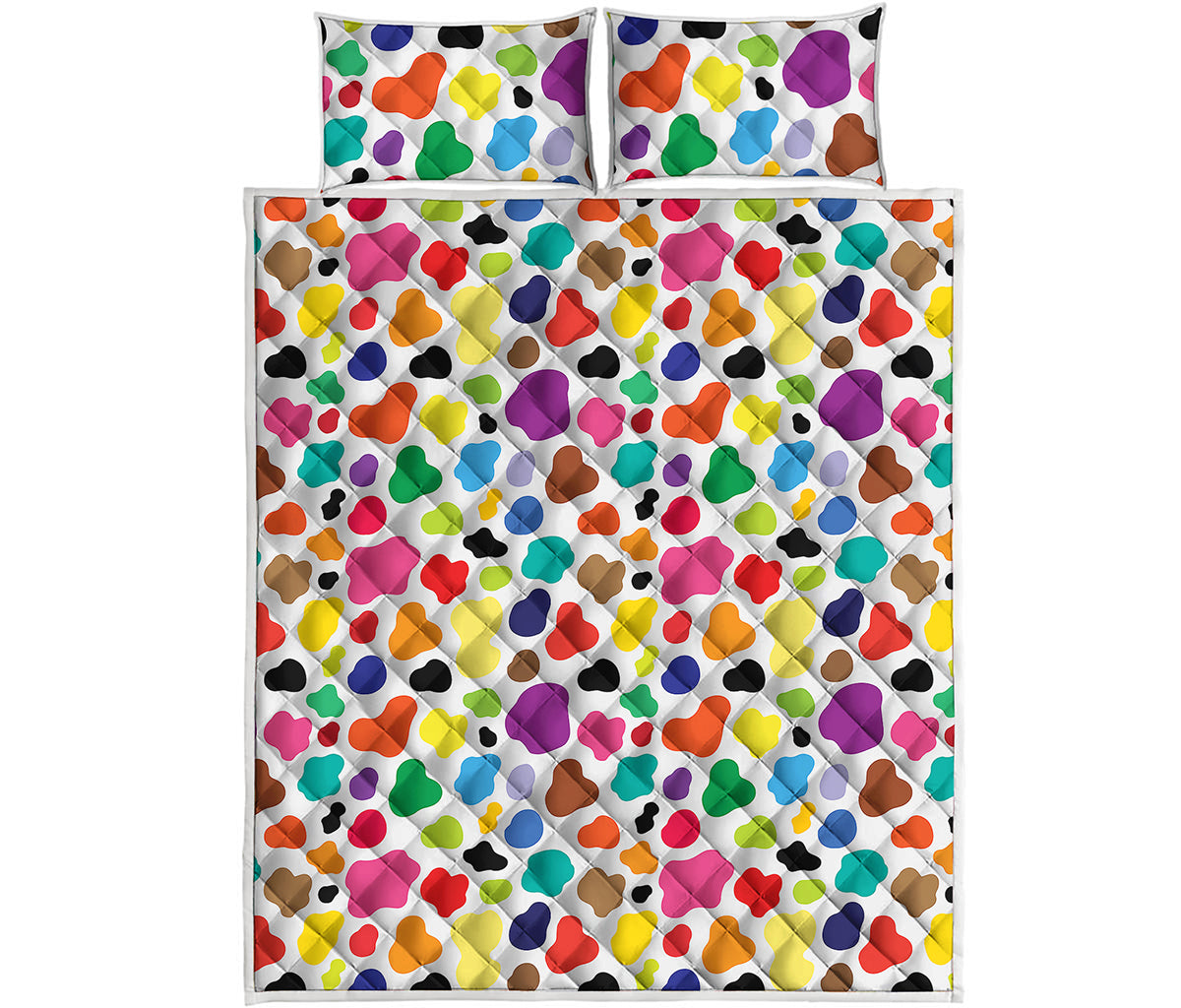 Colorful Cow Pattern Print Quilt Bed Set