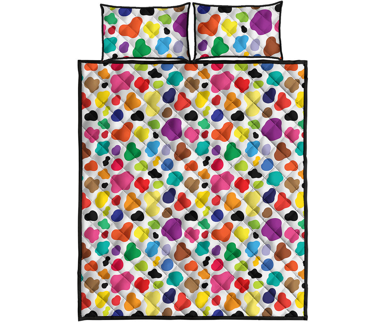 Colorful Cow Pattern Print Quilt Bed Set