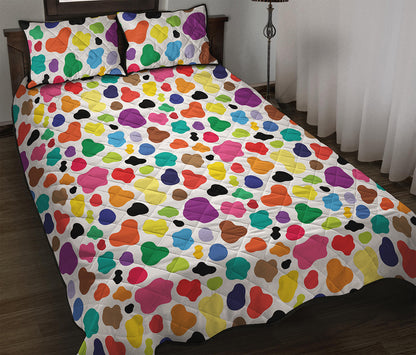 Colorful Cow Pattern Print Quilt Bed Set