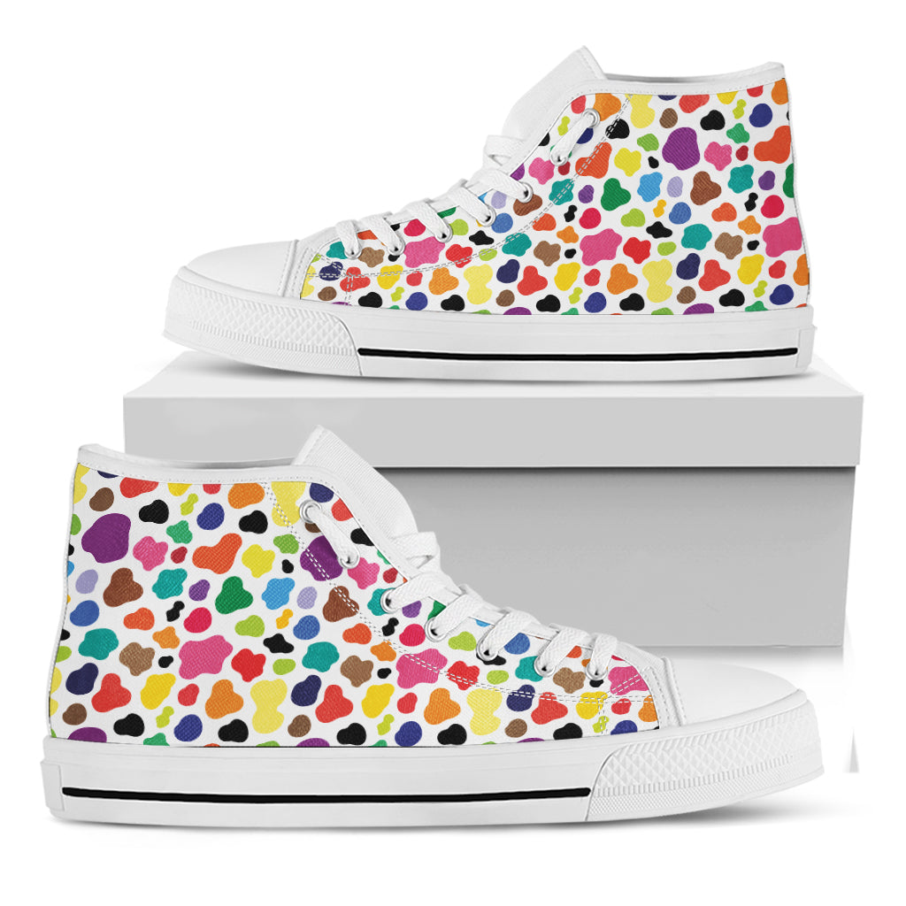 Colorful Cow Pattern Print White High Top Shoes