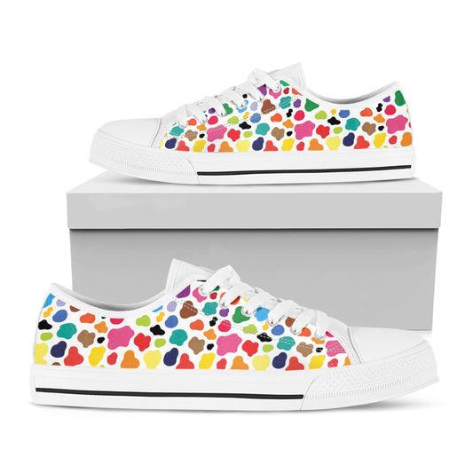 Colorful Cow Pattern Print White Low Top Shoes