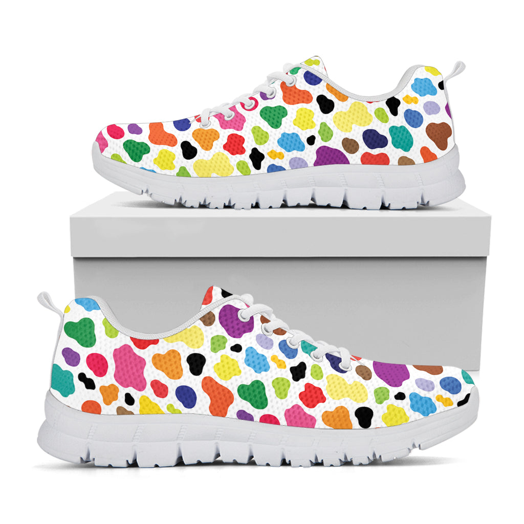 Colorful Cow Pattern Print White Sneakers