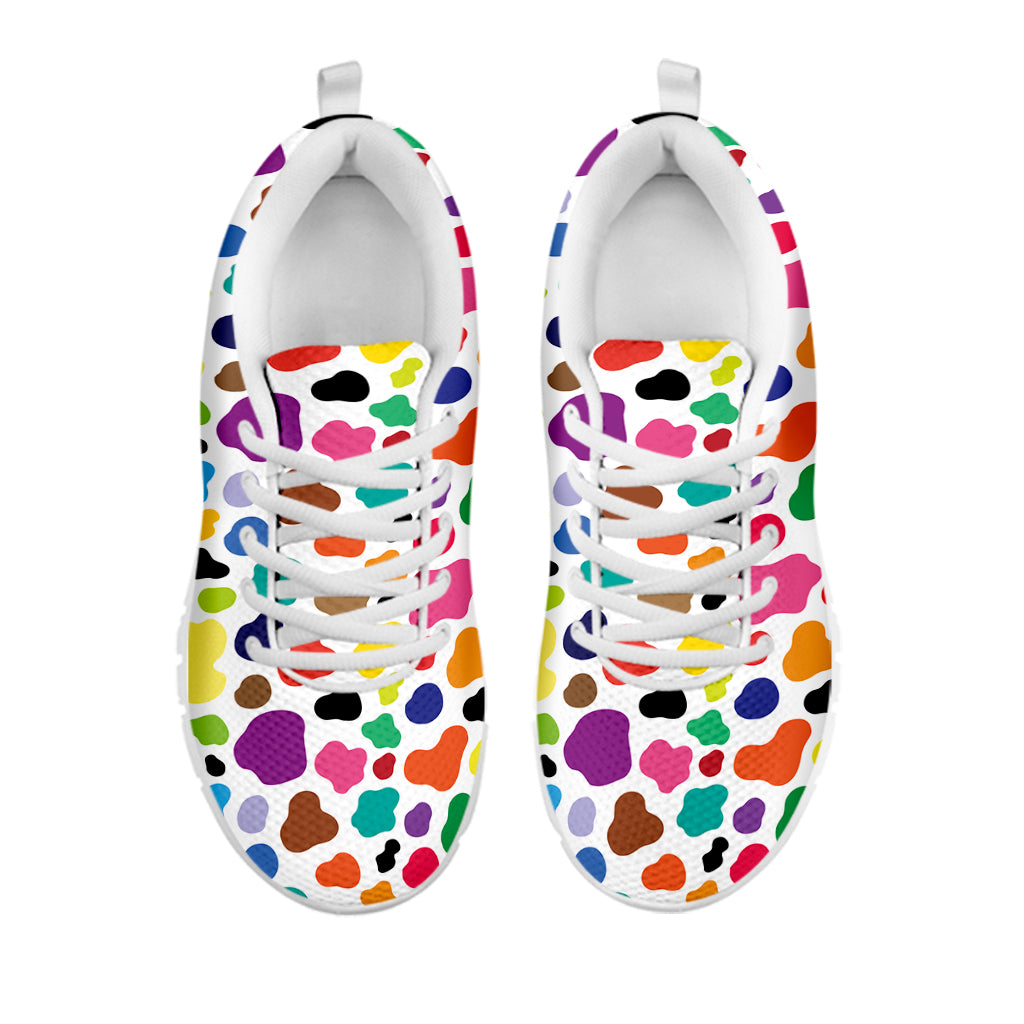 Colorful Cow Pattern Print White Sneakers
