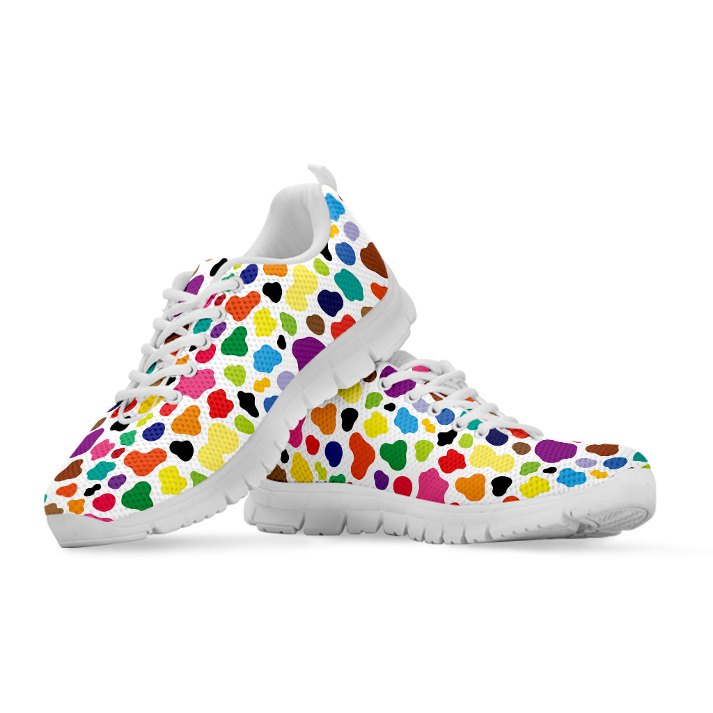 Colorful Cow Pattern Print White Sneakers