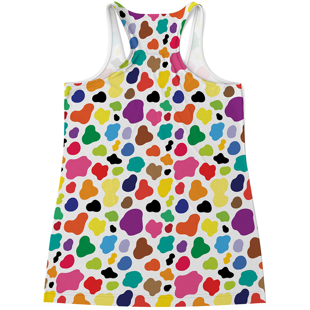 Colorful Cow Pattern Print Women's Racerback Tank Top