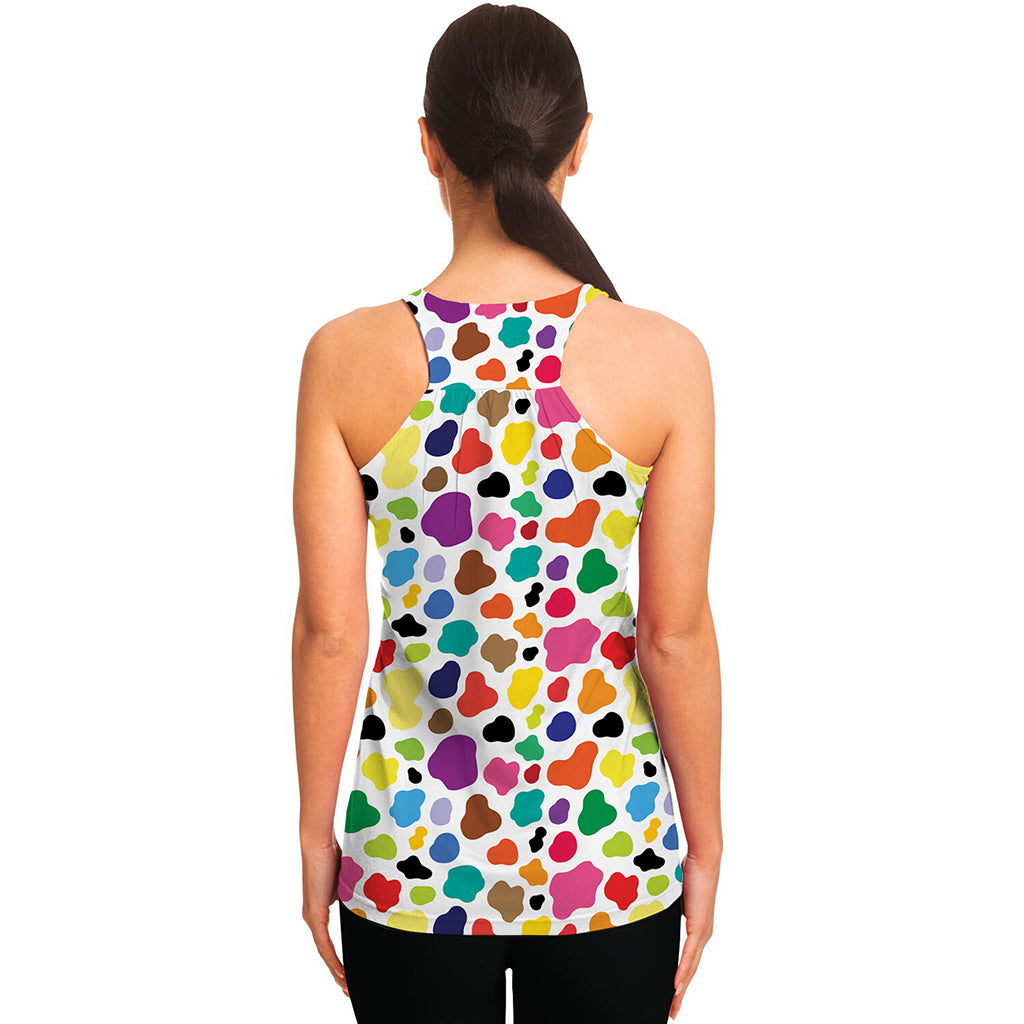 Colorful Cow Pattern Print Women's Racerback Tank Top