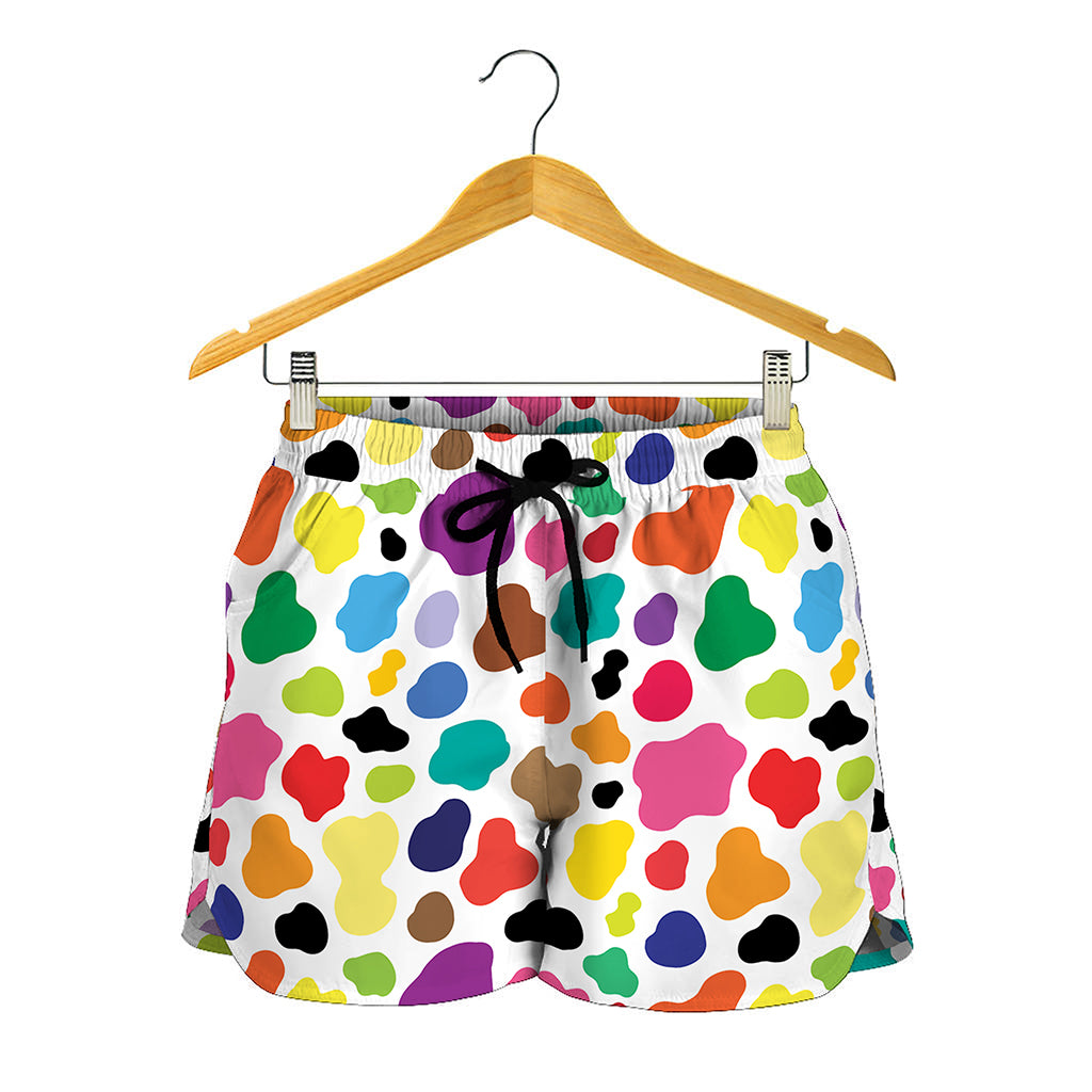 Colorful Cow Pattern Print Women's Shorts