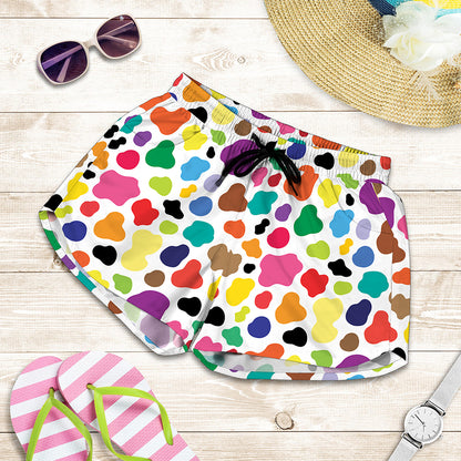 Colorful Cow Pattern Print Women's Shorts
