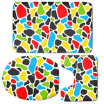 Colorful Cow Print 3 Piece Bath Mat Set