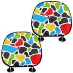 Colorful Cow Print Car Headrest Covers