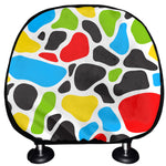 Colorful Cow Print Car Headrest Covers