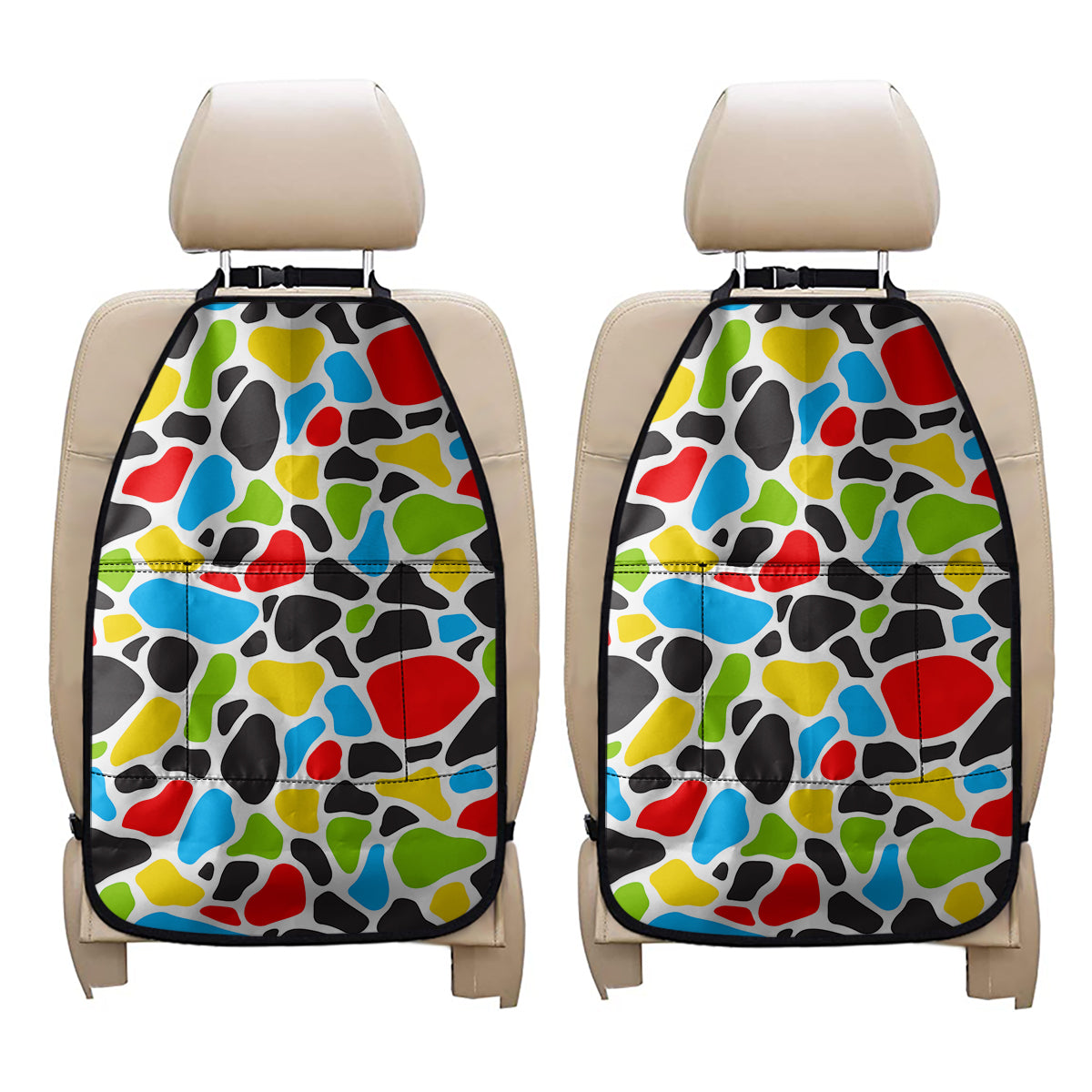 Colorful Cow Print Car Seat Organizers