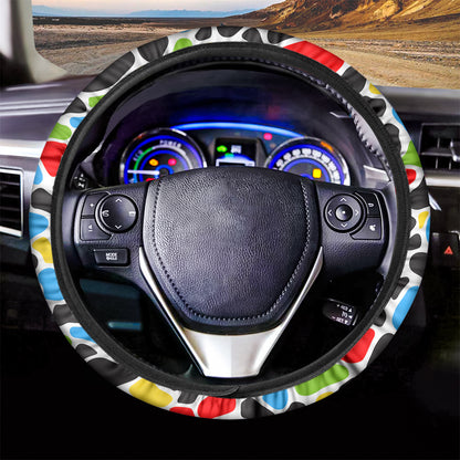 Colorful Cow Print Car Steering Wheel Cover
