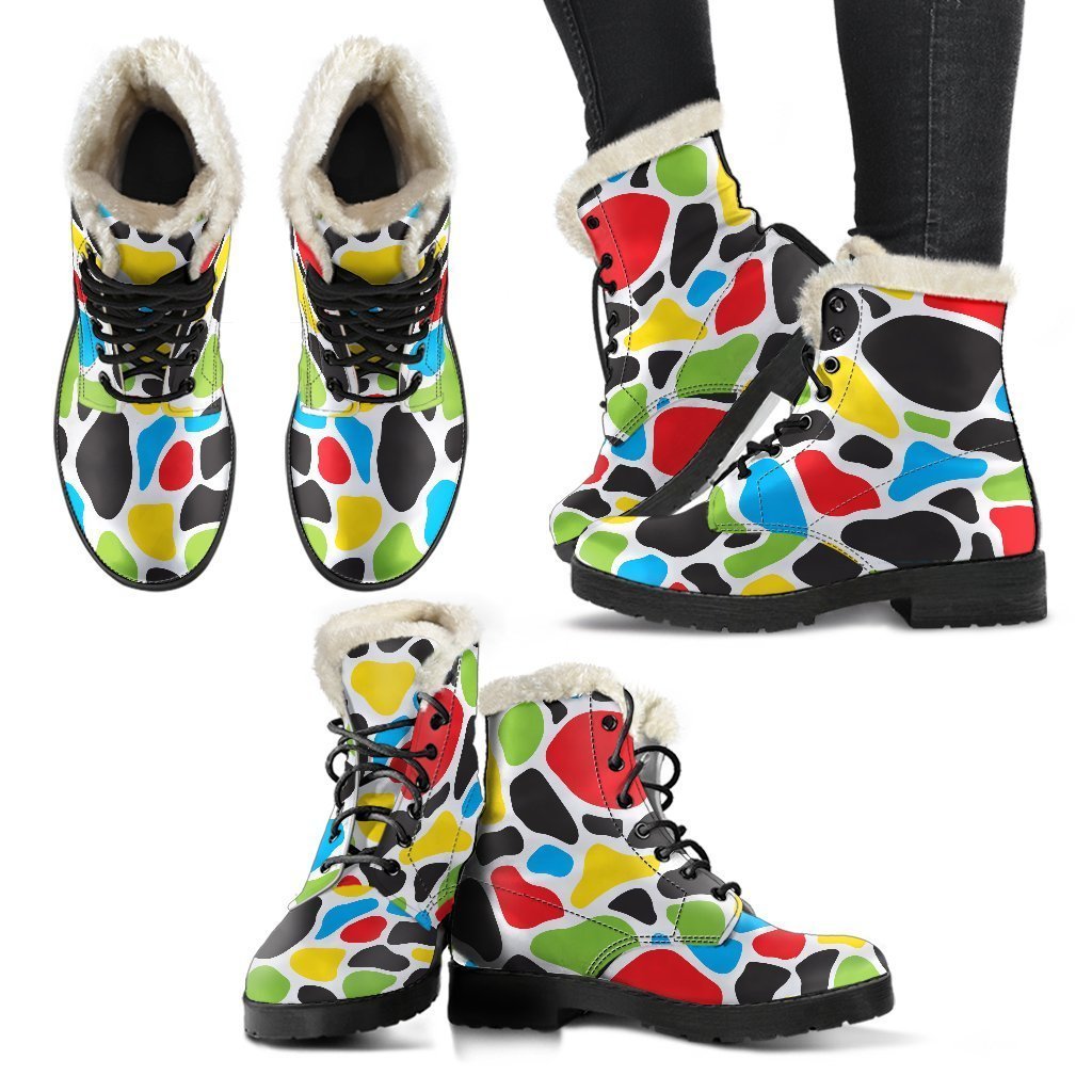 Colorful Cow Print Comfy Boots GearFrost