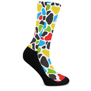 Colorful Cow Print Crew Socks