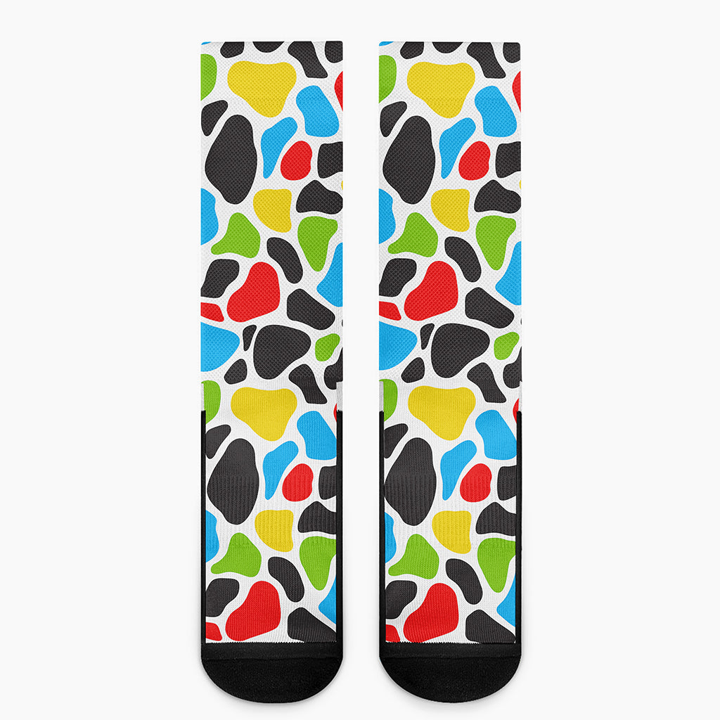 Colorful Cow Print Crew Socks