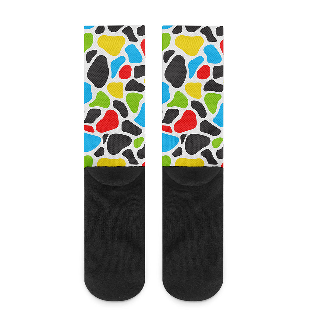 Colorful Cow Print Crew Socks