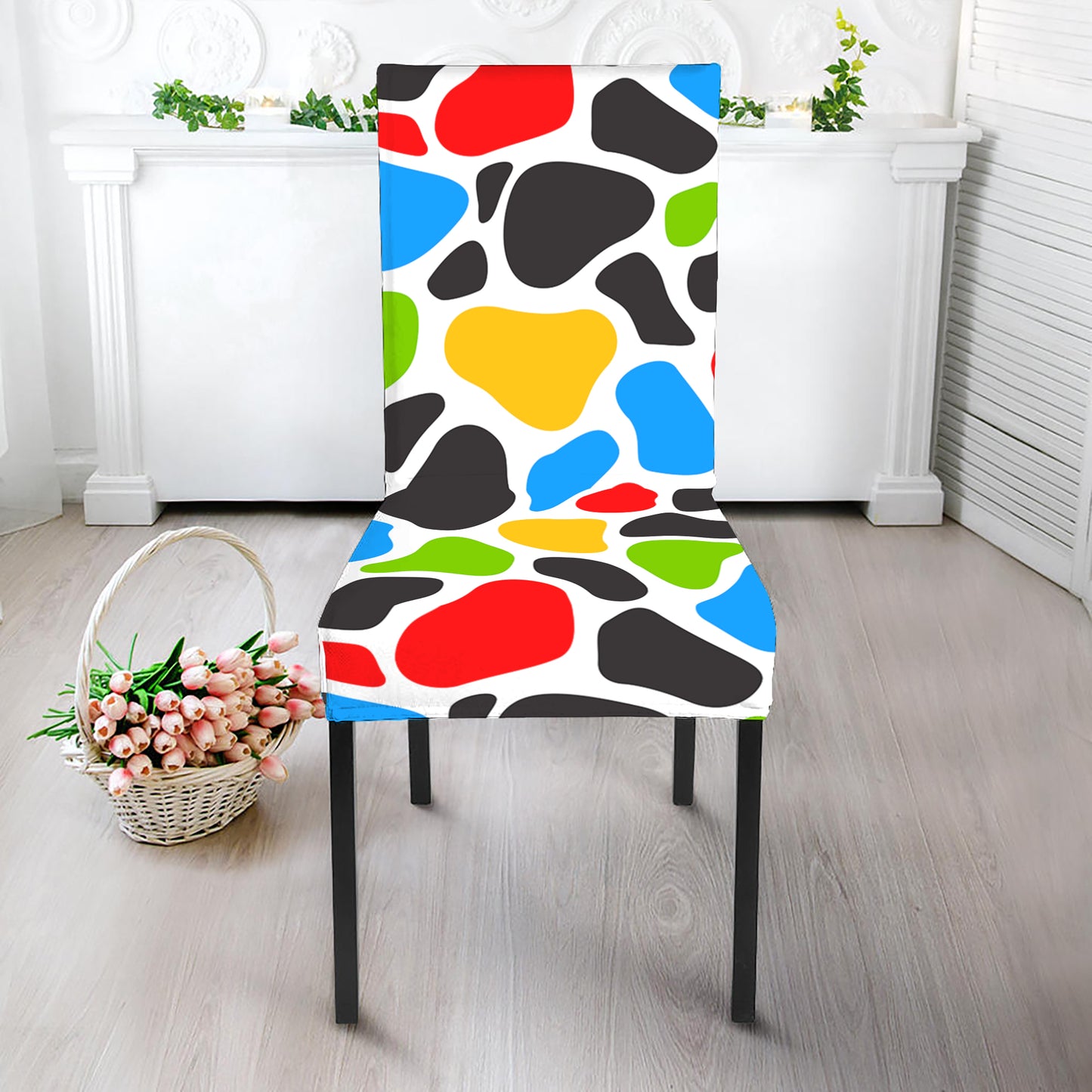 Colorful Cow Print Dining Chair Slipcover