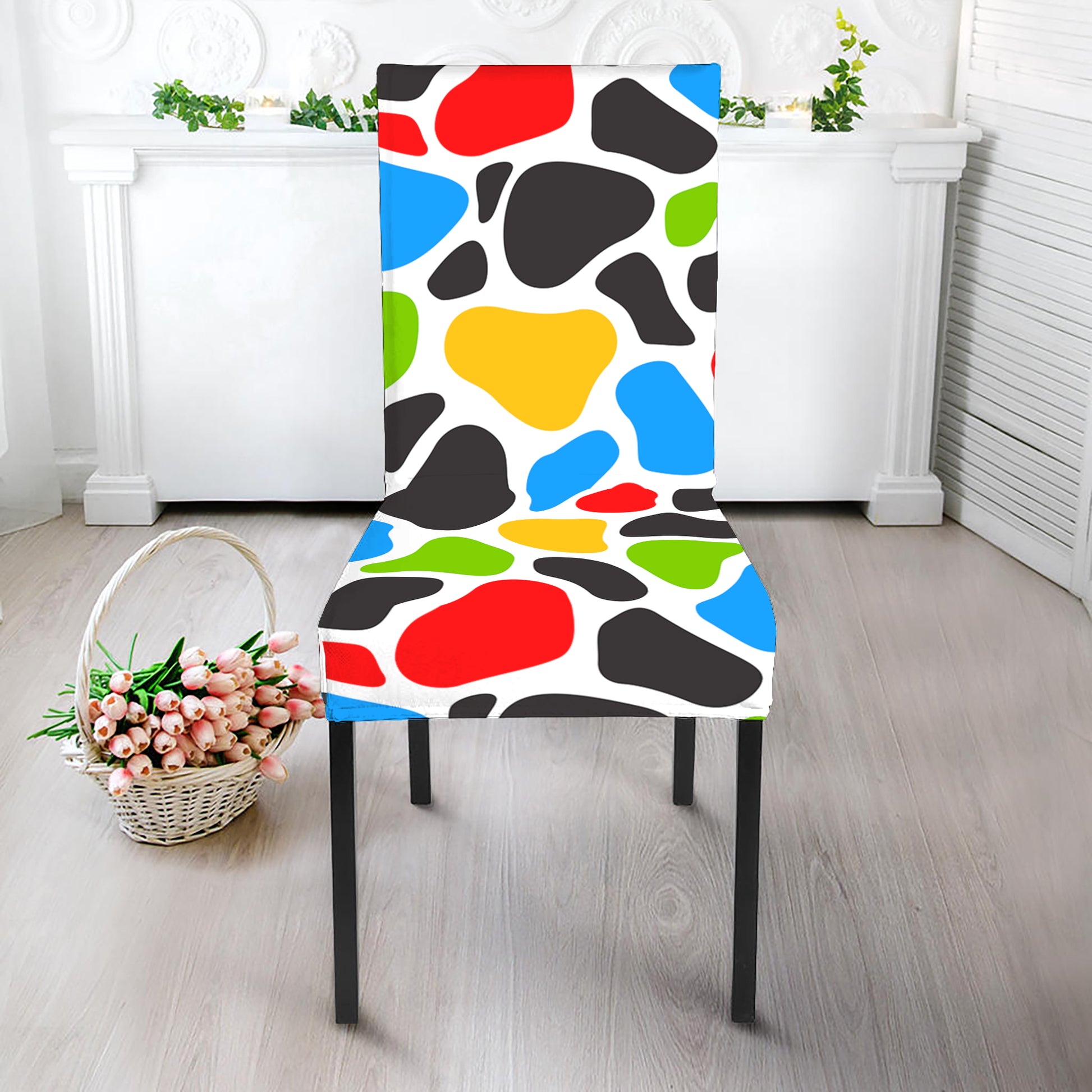 Colorful Cow Print Dining Chair Slipcover