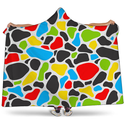 Colorful Cow Print Hooded Blanket