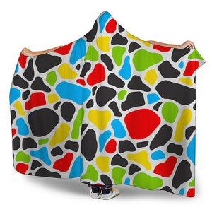 Colorful Cow Print Hooded Blanket