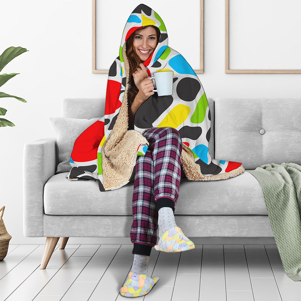 Colorful Cow Print Hooded Blanket