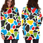 Colorful Cow Print Hoodie Dress GearFrost