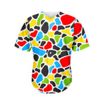 Colorful Cow Print Men's Baseball Jersey