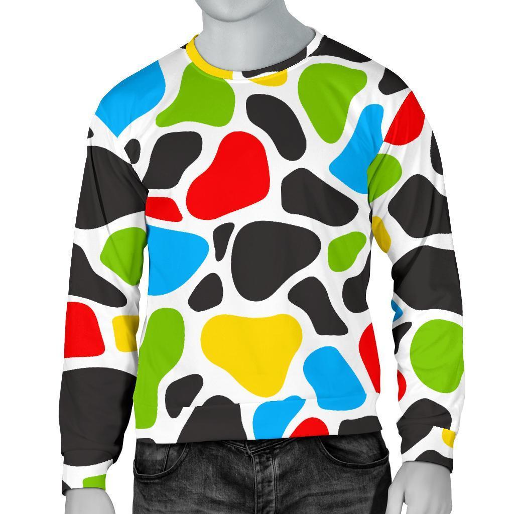 Colorful Cow Print Men's Crewneck Sweatshirt GearFrost