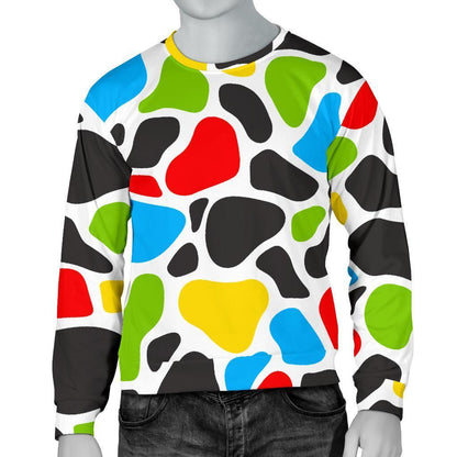 Colorful Cow Print Men's Crewneck Sweatshirt GearFrost