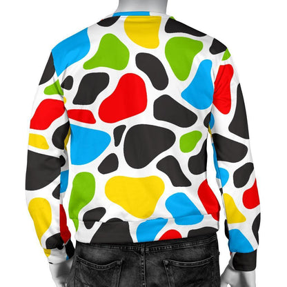 Colorful Cow Print Men's Crewneck Sweatshirt GearFrost