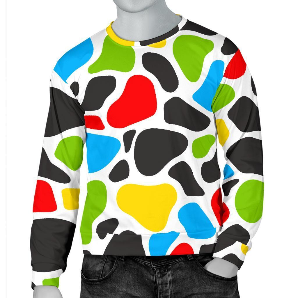 Colorful Cow Print Men's Crewneck Sweatshirt GearFrost