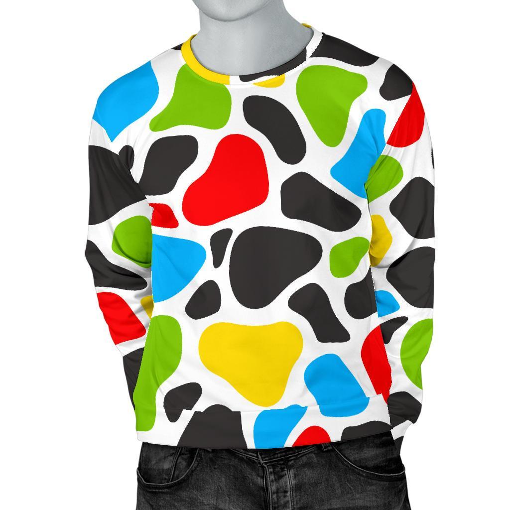 Colorful Cow Print Men's Crewneck Sweatshirt GearFrost