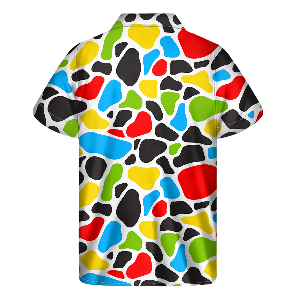 Colorful Cow Print Men's Short Sleeve Shirt