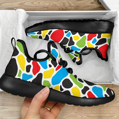 Colorful Cow Print Mesh Knit Shoes GearFrost