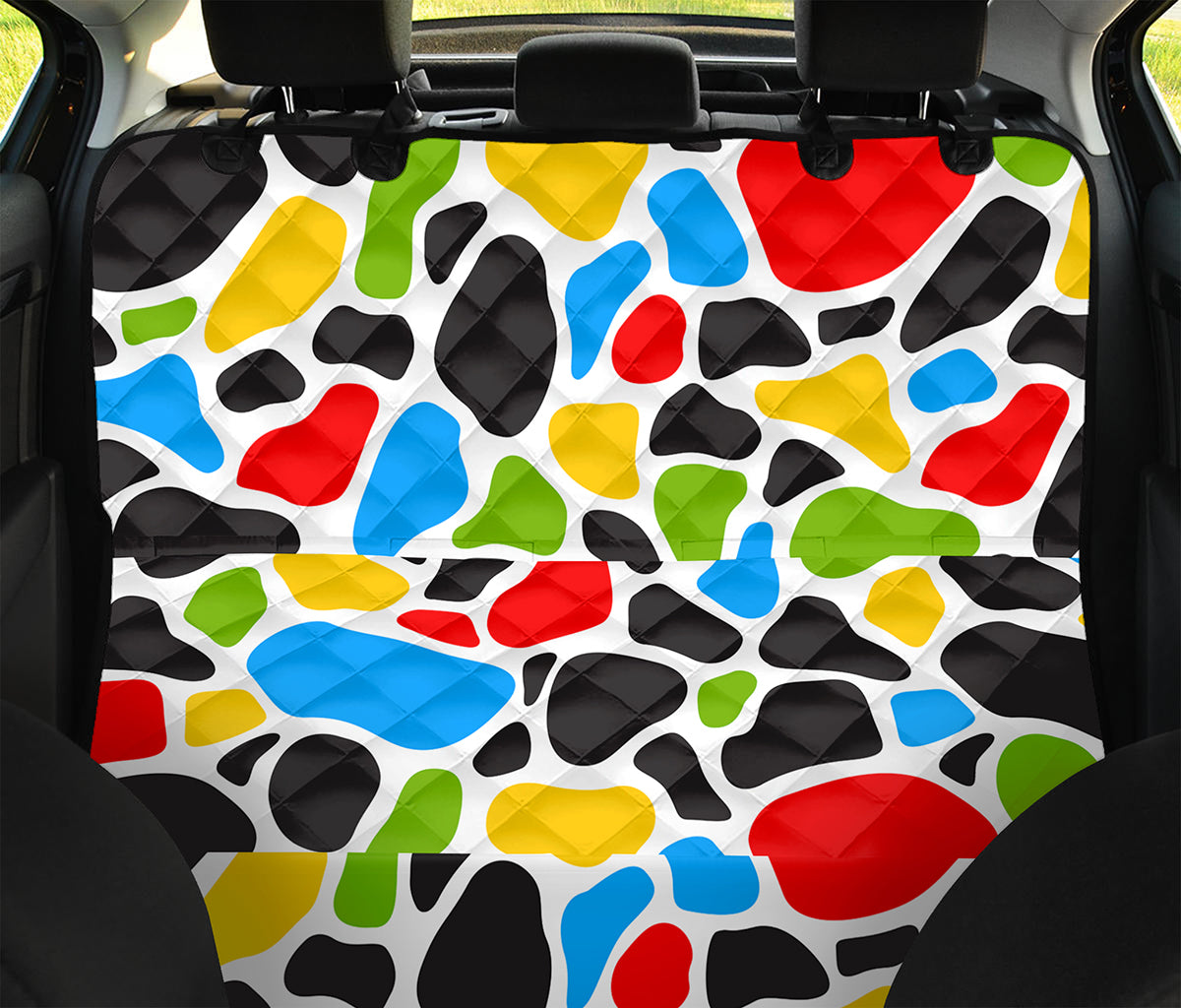Colorful Cow Print Pet Car Back Seat Cover
