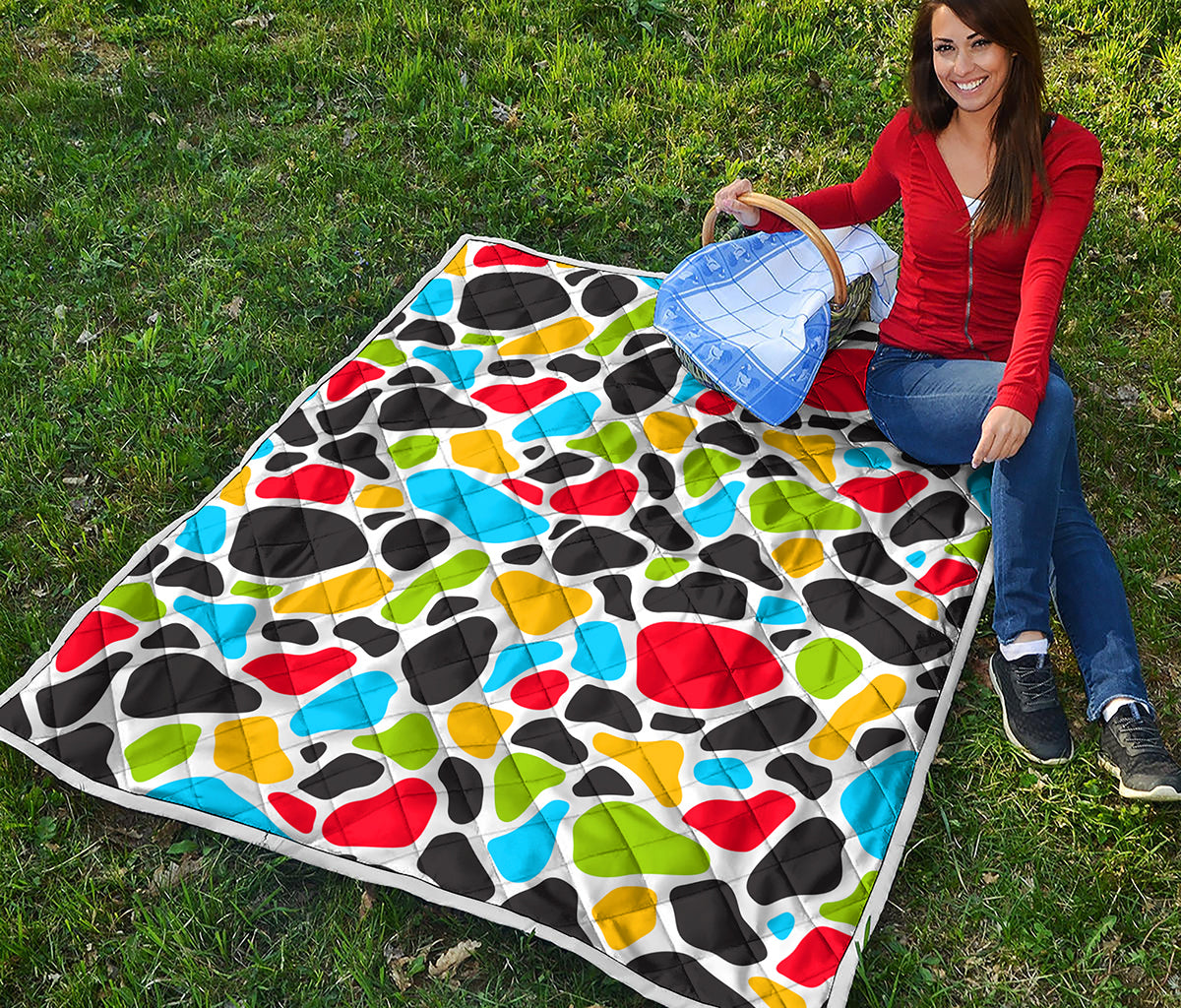 Colorful Cow Print Quilt