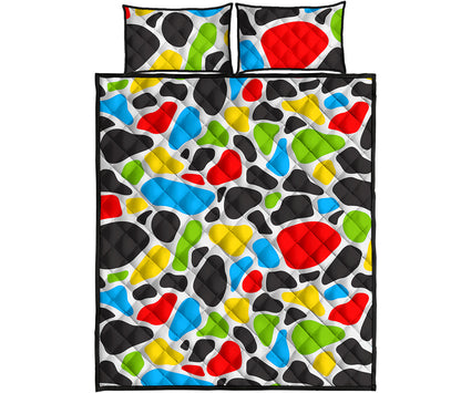 Colorful Cow Print Quilt Bed Set