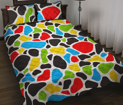 Colorful Cow Print Quilt Bed Set
