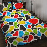 Colorful Cow Print Quilt Bed Set